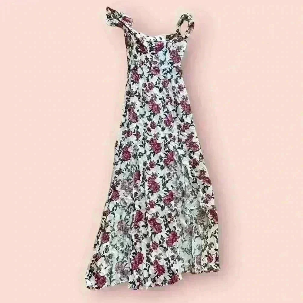 Bohemian Floral Maxi Dress Halter Neck Sleeveless Summer Party Multicolor Small